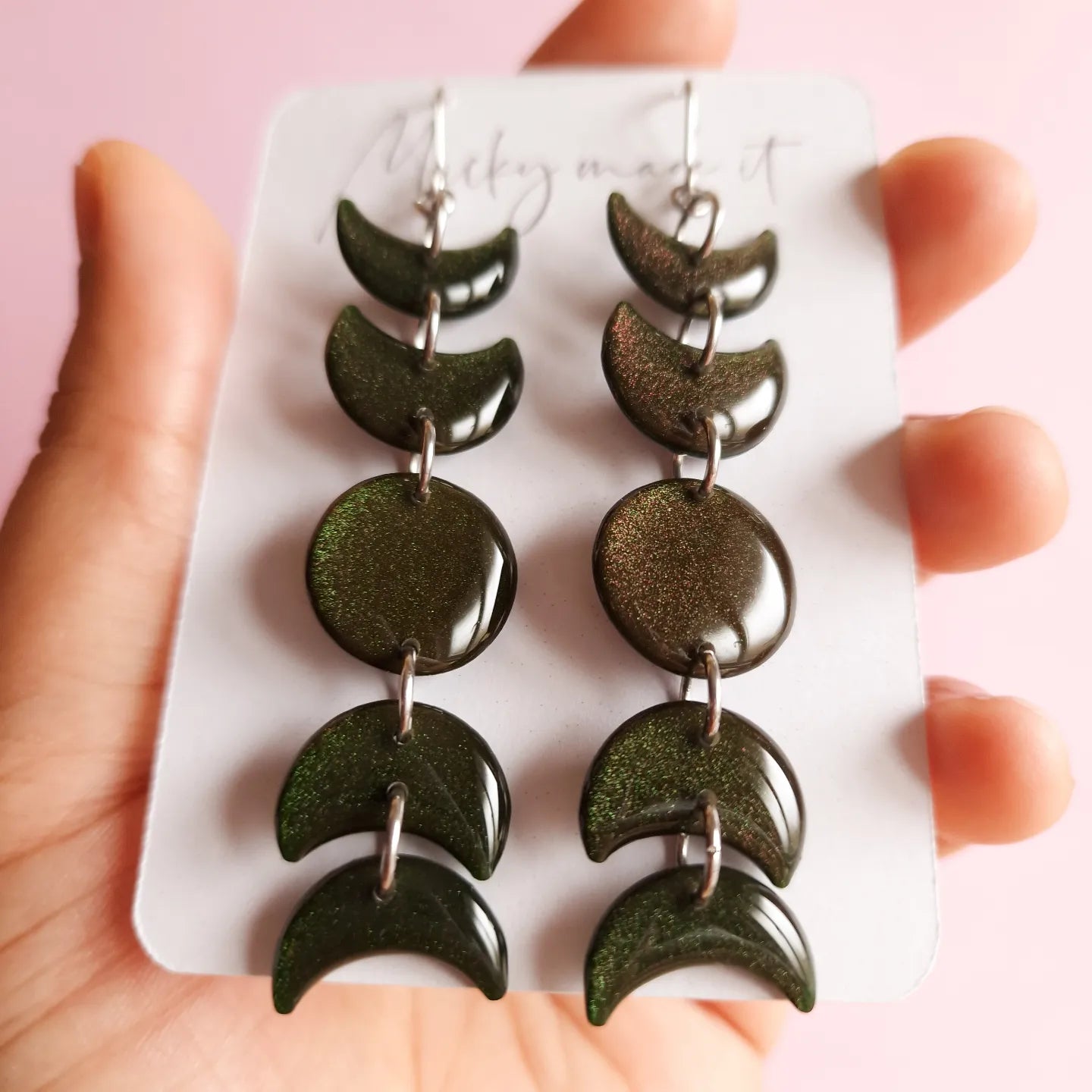 Hecate moon phase earrings in Whimsigoth